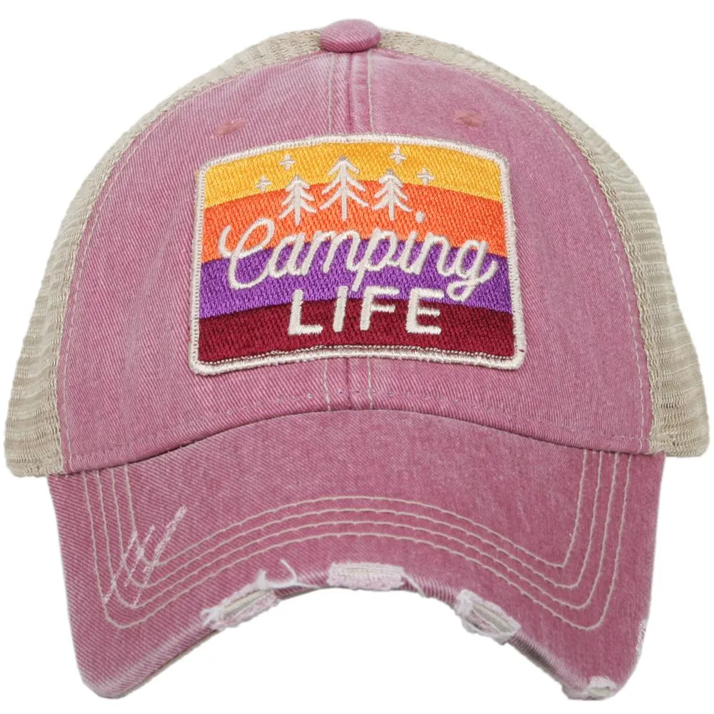 Camp hats! Hats { Camping life } 4 colors. Embroidered distressed trucker caps.