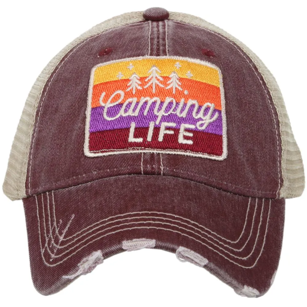 Camp hats! Hats { Camping life } 4 colors. Embroidered distressed trucker caps.