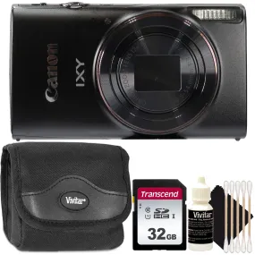 Canon Powershot IXY 650 / ELPH 20.2MP Point and Shoot Digital Camera (Black) with Transcend 32GB SDXC/SDHC 300S Memory Card Starter Kit