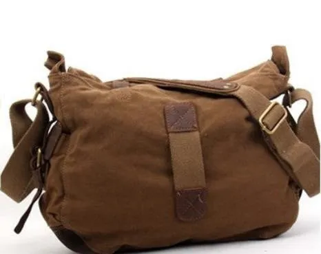 Canvas Messenger Vintage Leather Camera Bag Portable Shoulder Bag Diagonal Tote DSLR Bag