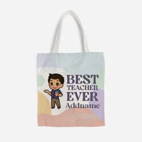 Chibi Best Teacher Ever Pastel Melody - Malay Male Teacher Full Print Tote Bag