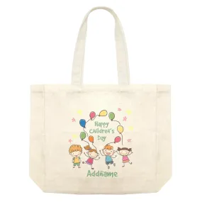 Children's Day Gift Series Four Cute Children With Balloons Addname Shopping Bag