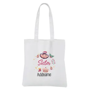 Christmas Cute Wreath Sister White Canvas Bag