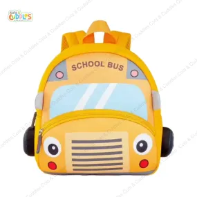 Cute Cartoon Bus Soft Plush Backpack with Front Pocket for Kids (Orange)