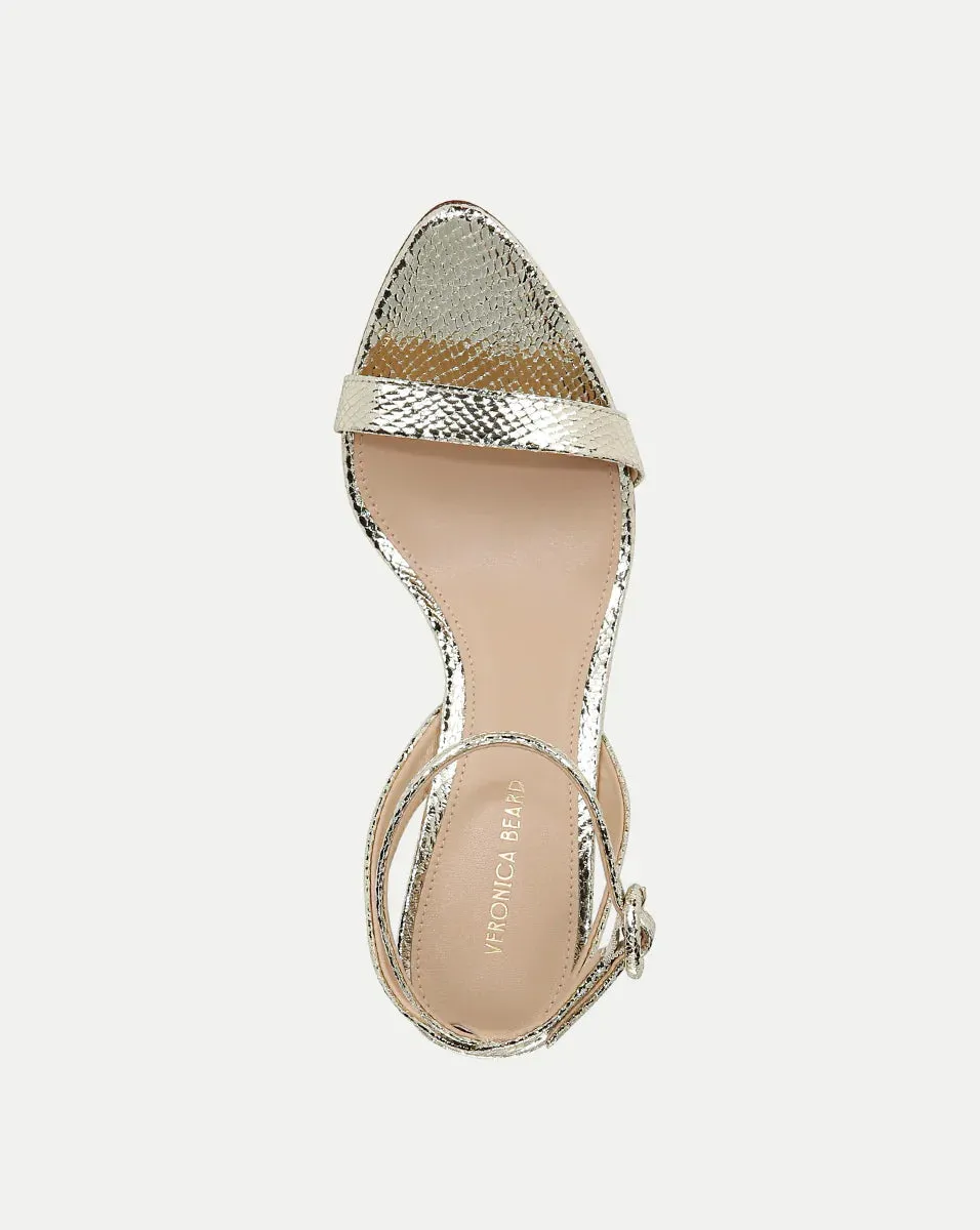 Darcelle Metallic Leather Sandal Platinum