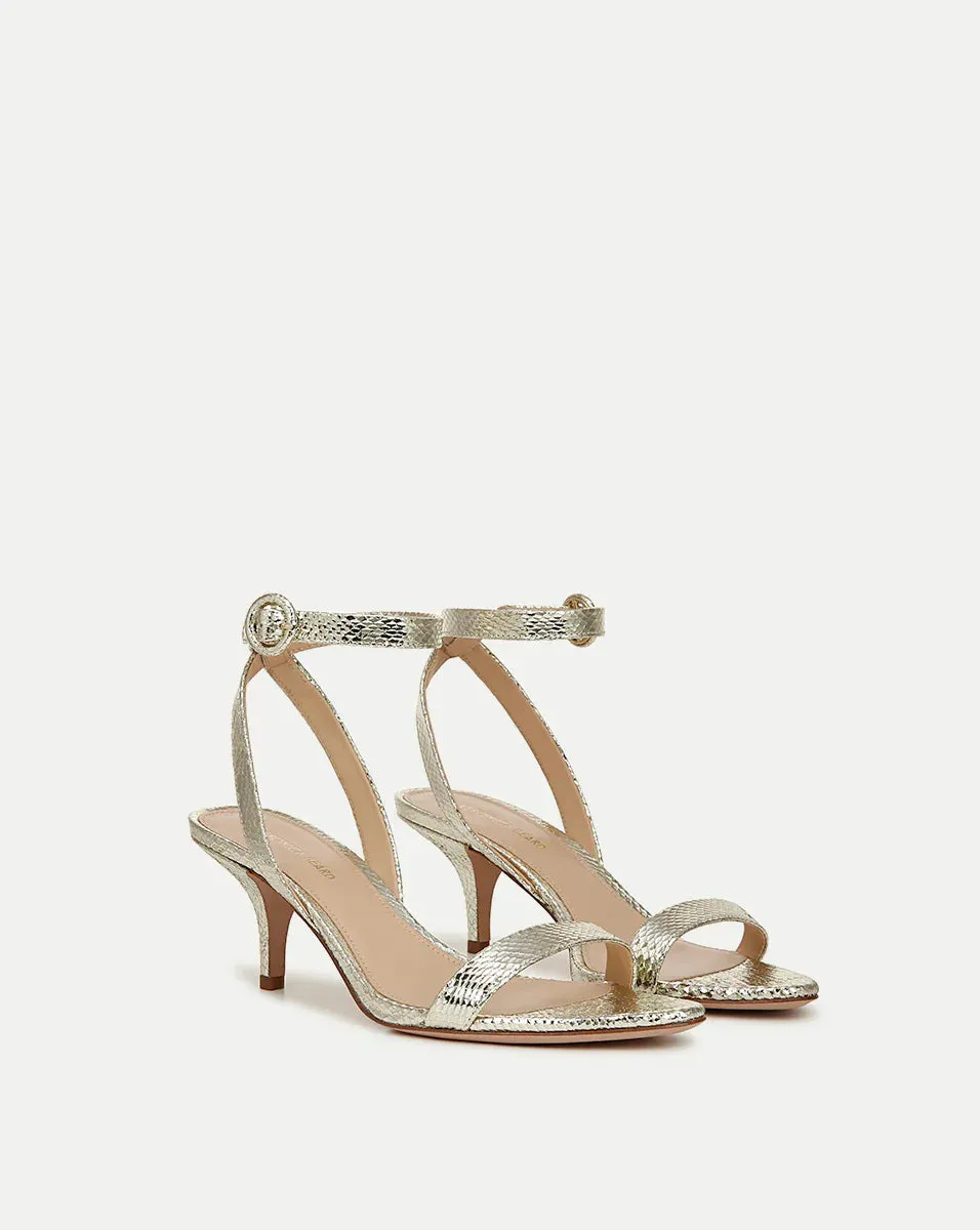 Darcelle Metallic Leather Sandal Platinum