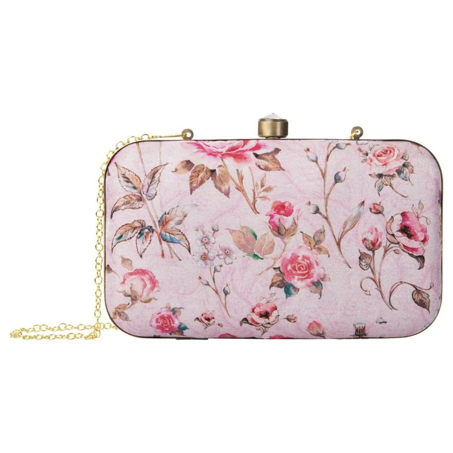 Designer Light Pink Box Clutch Purse with Chain for girls