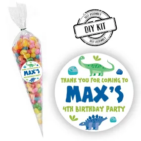 Dinosaur Personalised Sweet Cone Bag Favour Kit - Pack of 15