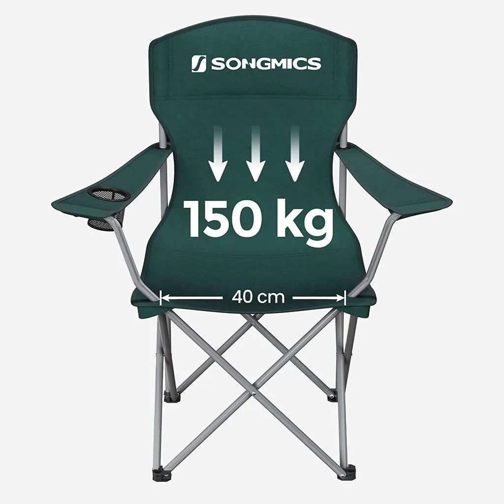 Durable Folding Camping Chairs with Bottle Holder - Set of 2