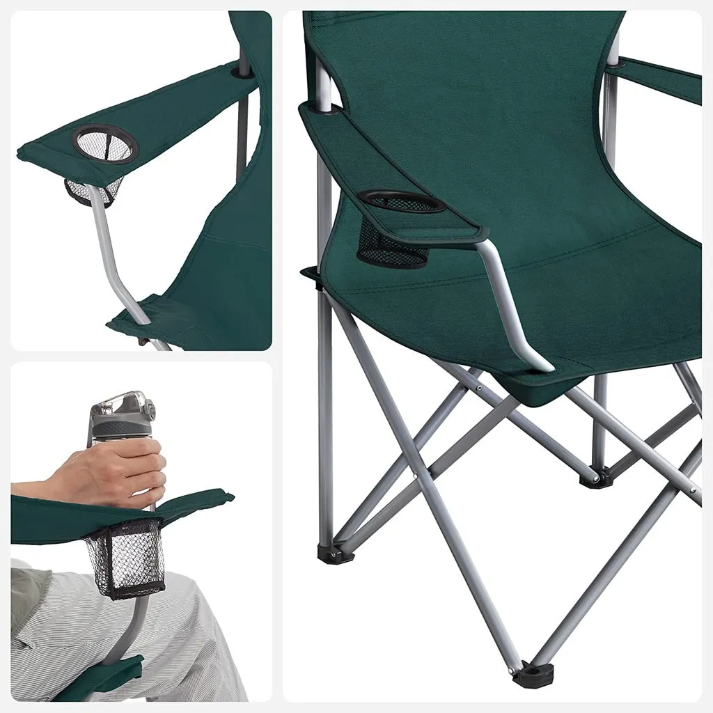 Durable Folding Camping Chairs with Bottle Holder - Set of 2