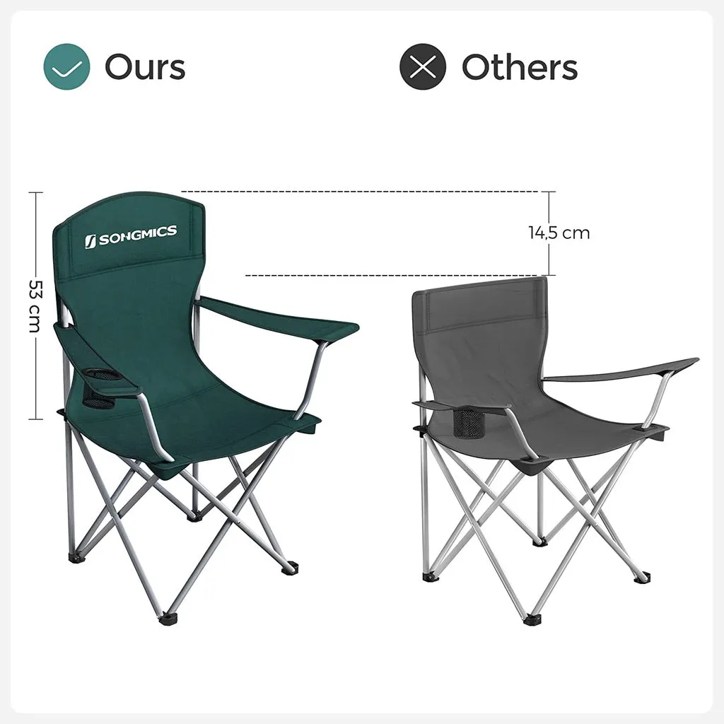 Durable Folding Camping Chairs with Bottle Holder - Set of 2