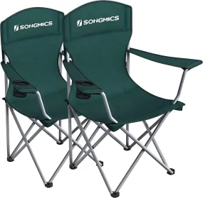 Durable Folding Camping Chairs with Bottle Holder - Set of 2