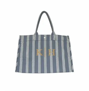 East West Bag Blue Ticking Stripes-- Split Letter Monogram