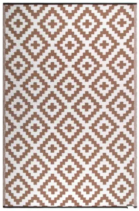 Eco Friendly Outdoor Rug - AZTEC Beige & White