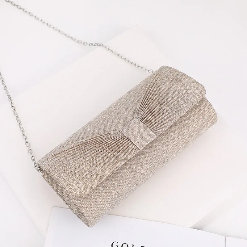 Elegant Bow Pleated Evening Bag