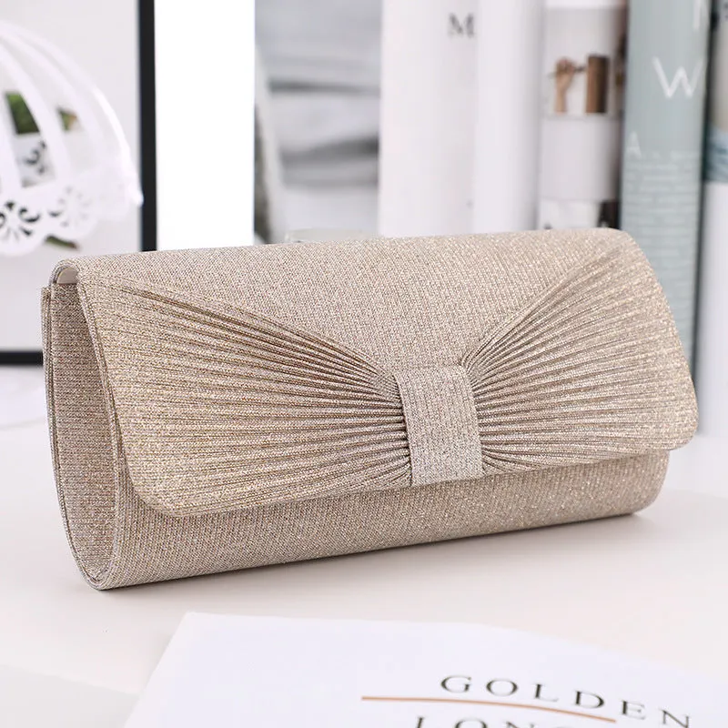 Elegant Bow Pleated Evening Bag