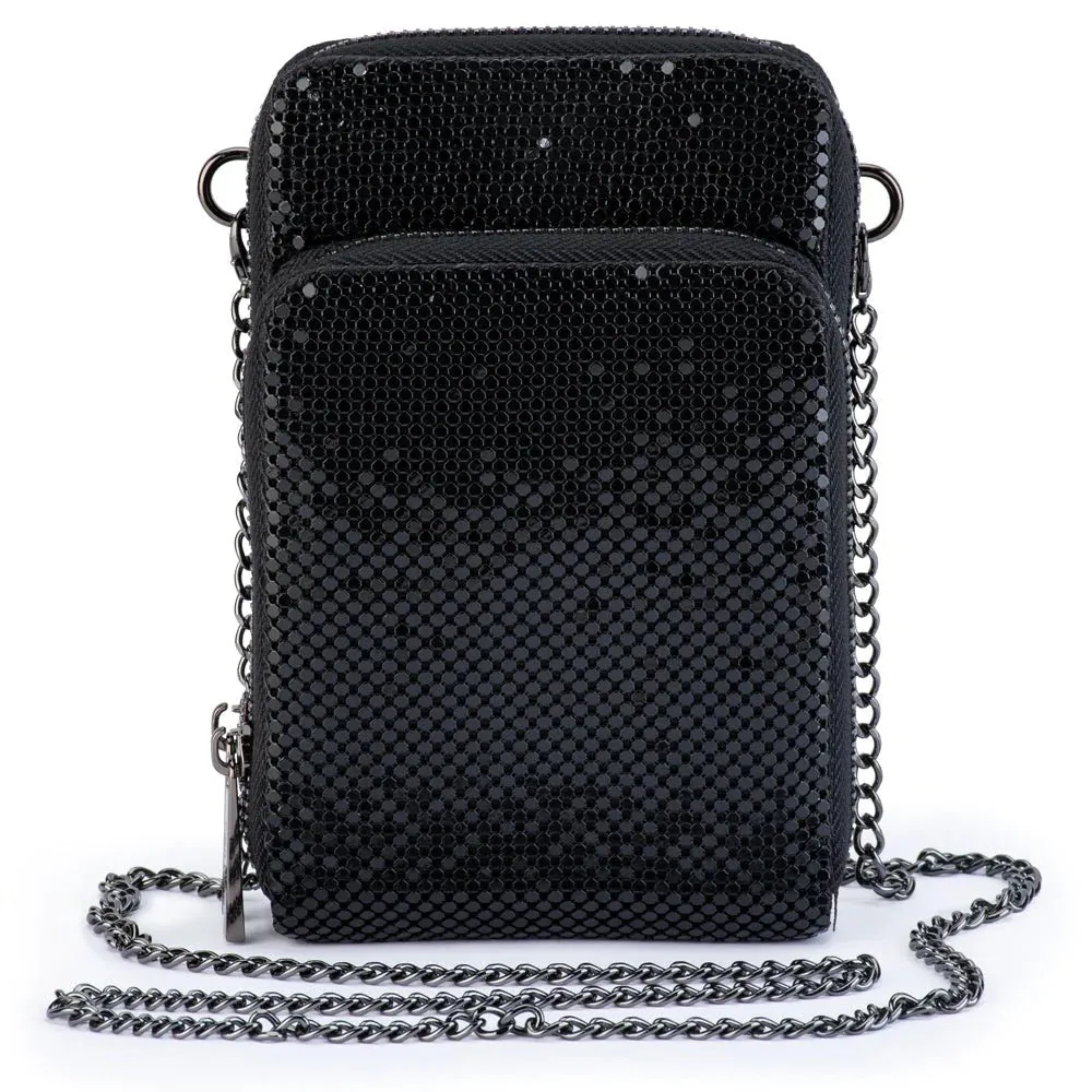 Elton Mesh Cross Body Bag in Black