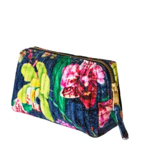 Exotic Evening in Ink Quilted Velvet Wash Bag