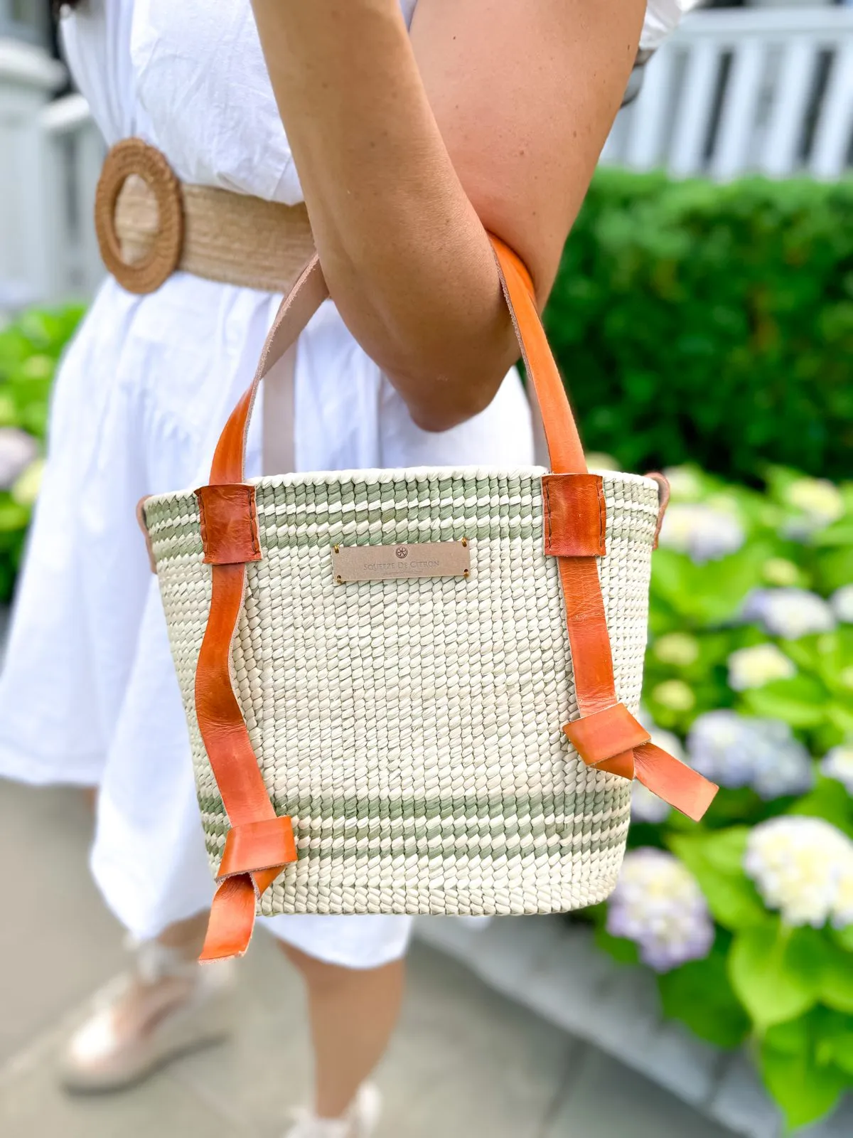 Fine Palm Bell Citron Tote in Sage