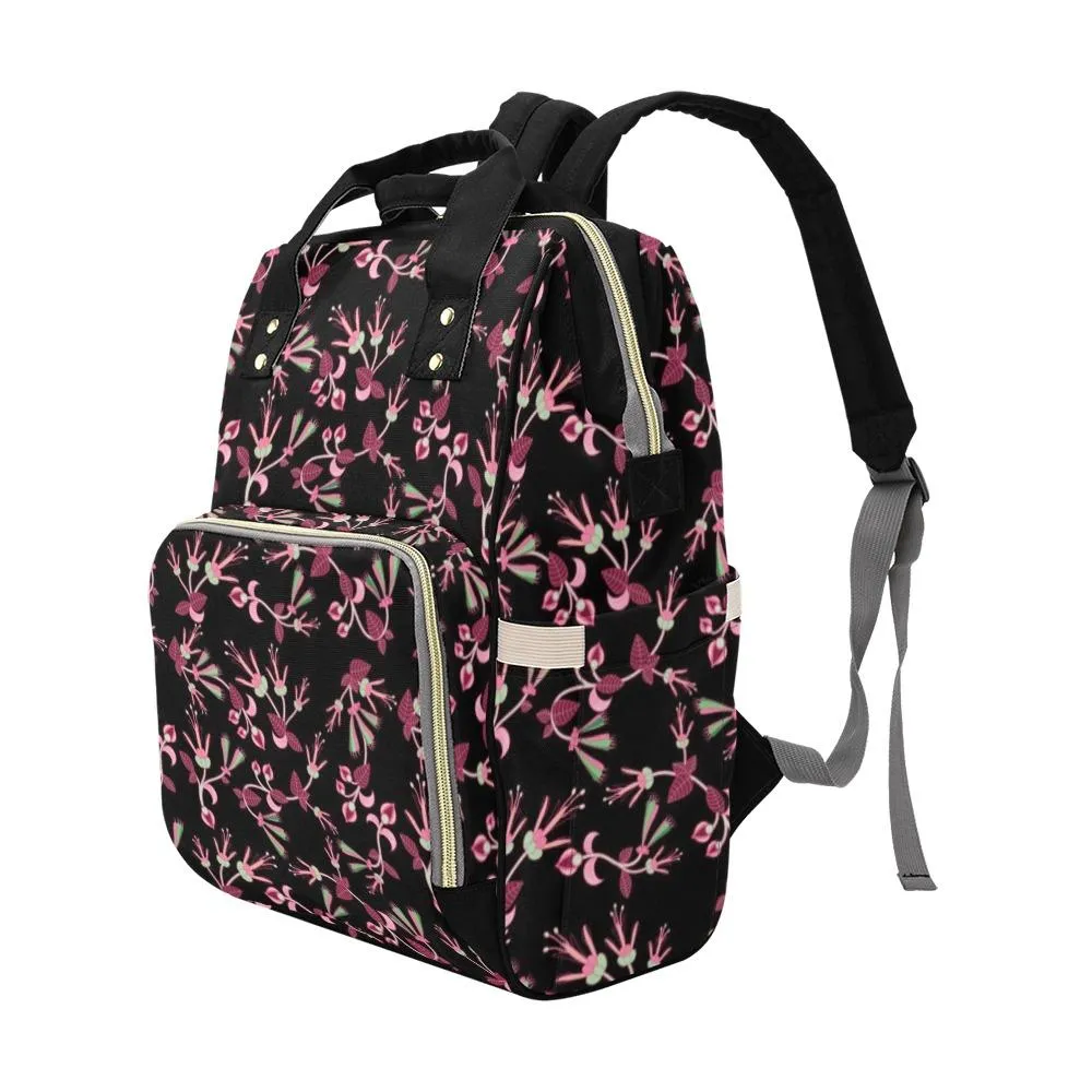 Floral Green Black Multi-Function Diaper Backpack/Diaper Bag