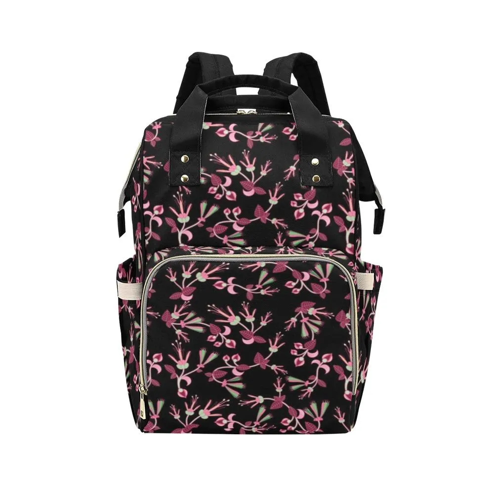 Floral Green Black Multi-Function Diaper Backpack/Diaper Bag