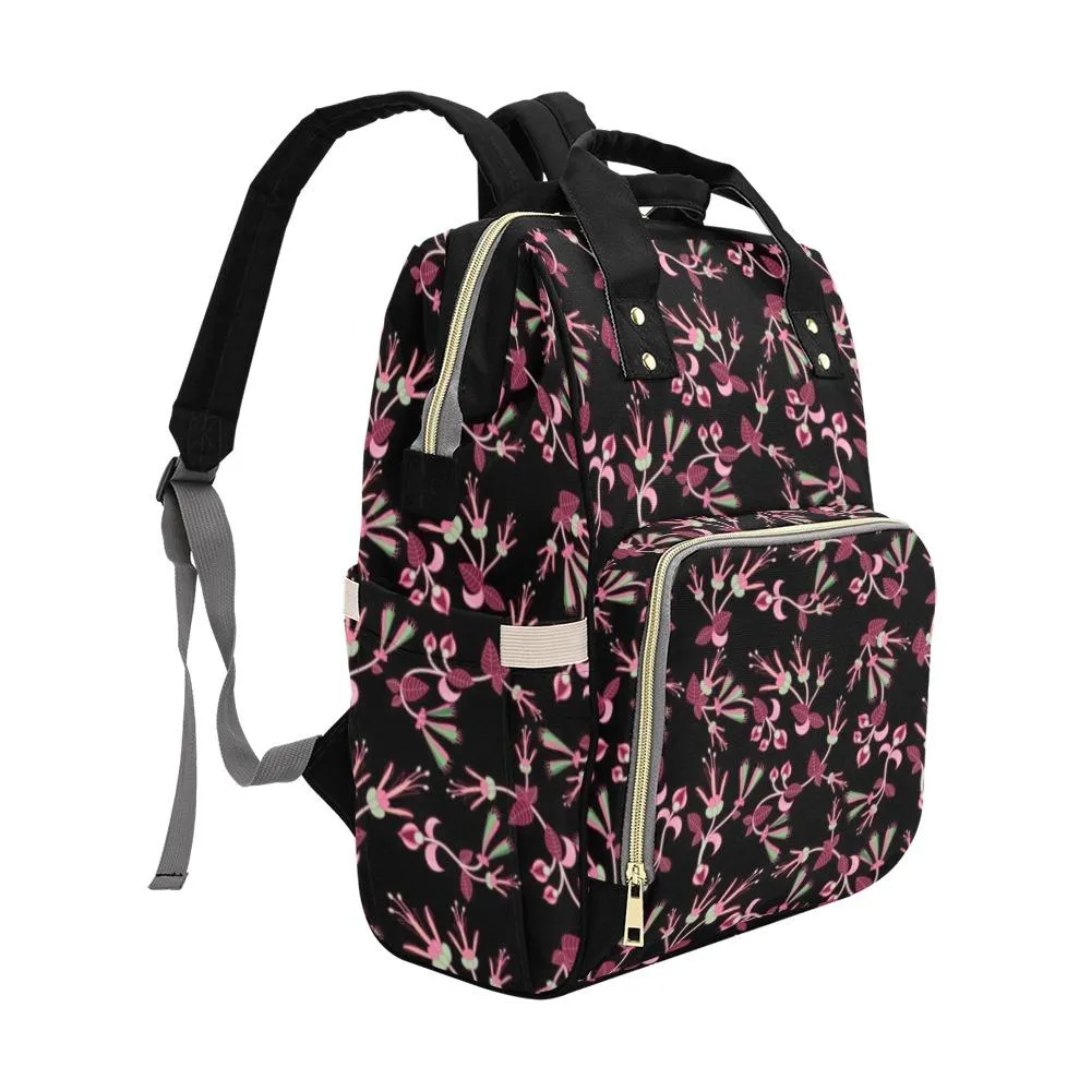 Floral Green Black Multi-Function Diaper Backpack/Diaper Bag