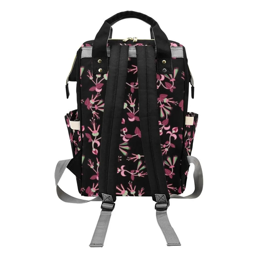 Floral Green Black Multi-Function Diaper Backpack/Diaper Bag