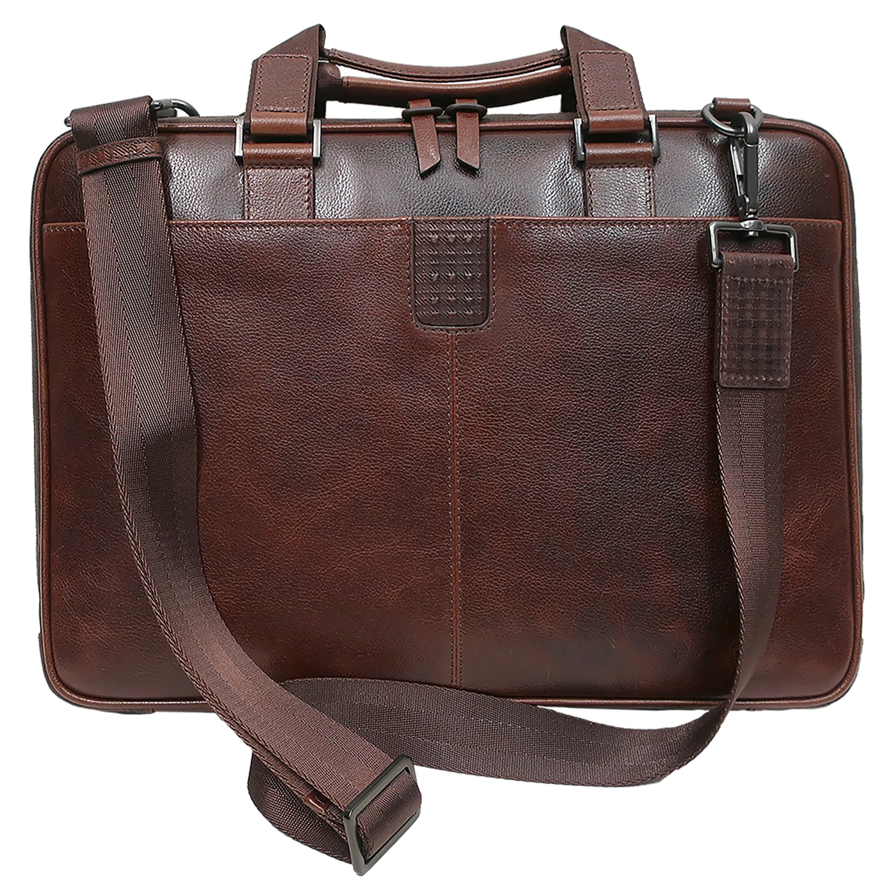 Garth Coated Zipper Slim Leather Laptop Briefcase - 2024 update