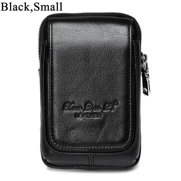 Genuine Leather Multi-function Fanny Waist Bag Belt Bum Pouch Phone Coin Purse For Men