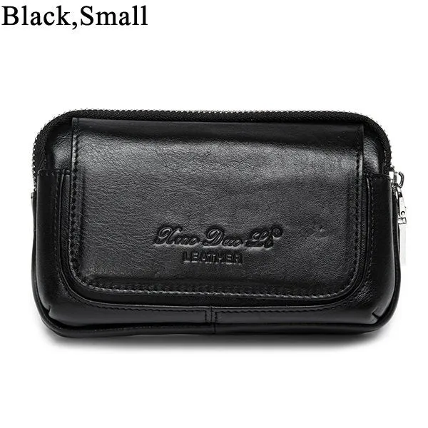 Genuine Leather Multi-function Fanny Waist Bag Belt Bum Pouch Phone Coin Purse For Men