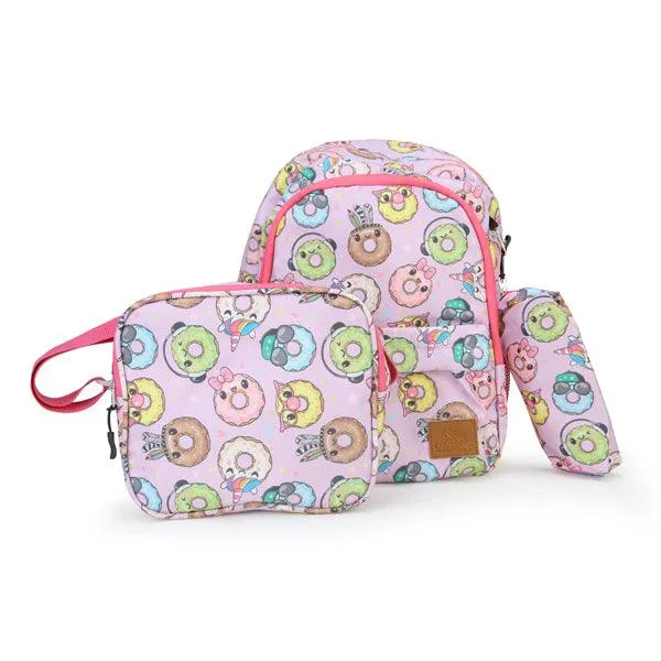 GIRLS PINK PRINTED BACKPACK SET