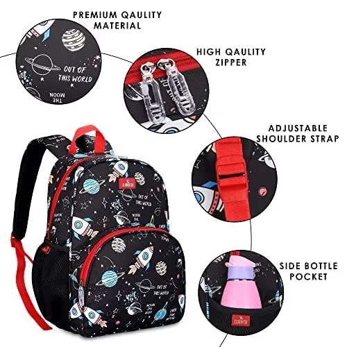 Gleevers X The Clownfish Cosmic Critters Series Printed Polyester 15 Litres | Kids Standard Backpack School Bag With Free Pencil Staionery Pouch | Gift for kids | Return gift bags for kids birthday