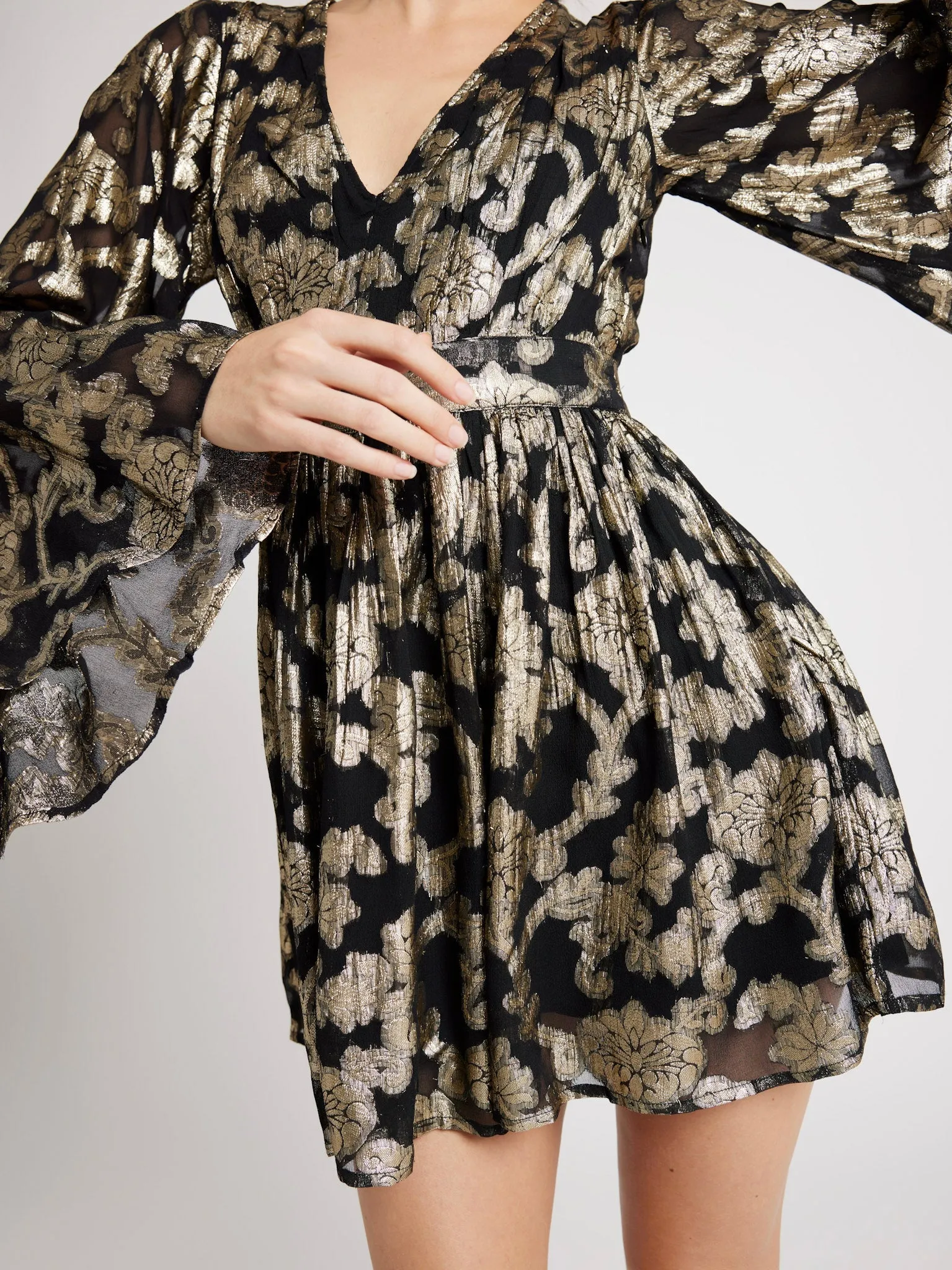 Goldie Dress in Metallic Jacquard