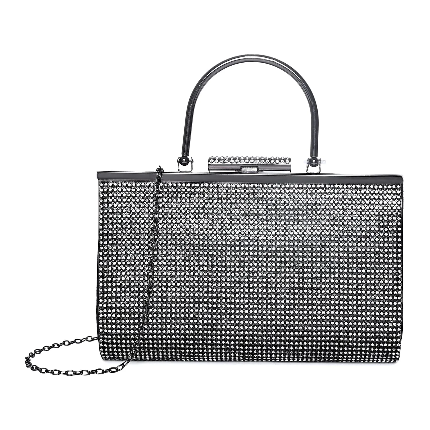 Haute Sauce Textured Push Lock Clutch Bag with Chain Strap (AZ_HSCL1054)