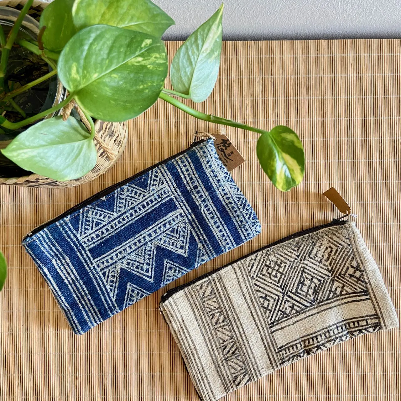 Hemp Batik Twin Purse (Beige)