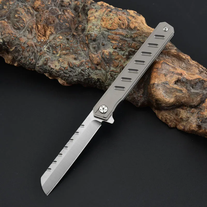 High Quality Tc4 Titanium Alloy Handle And 8Cr14 Steel Blade Outdoor Camping Tactical Knife With Nylon Bag And Gift Box