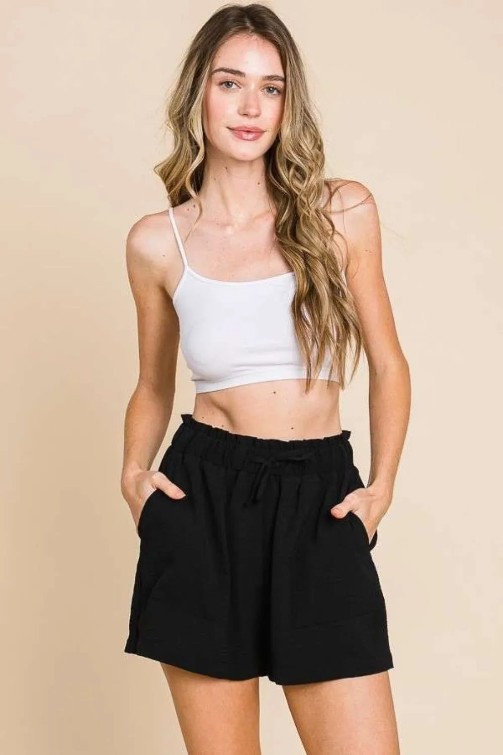 High Waist Paper bag Shorts