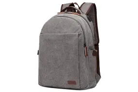 Hiking Canvas Large Capacity Backpack With Usb Charging Ports Grey Bags