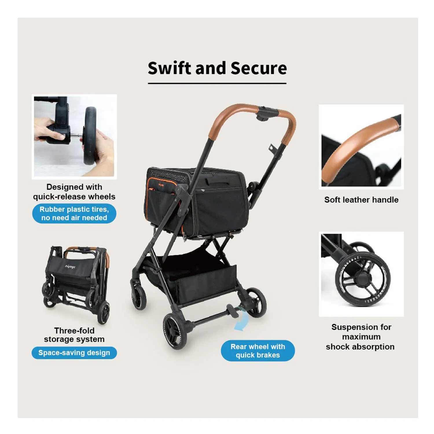 Ibiyaya JetPaw 3-in-1 Pet Stroller with Removeable Carrier