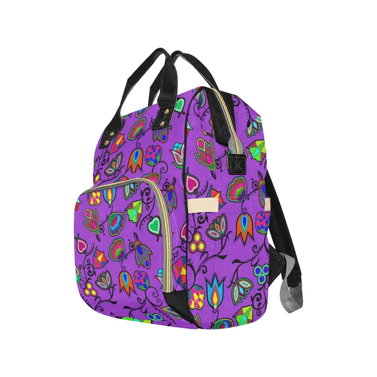 Indigenous Paisley - Dark Orchid Multi-Function Diaper Backpack