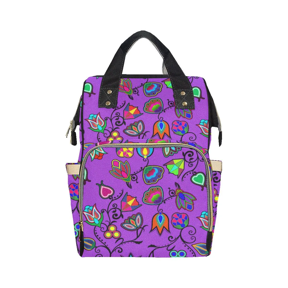 Indigenous Paisley - Dark Orchid Multi-Function Diaper Backpack