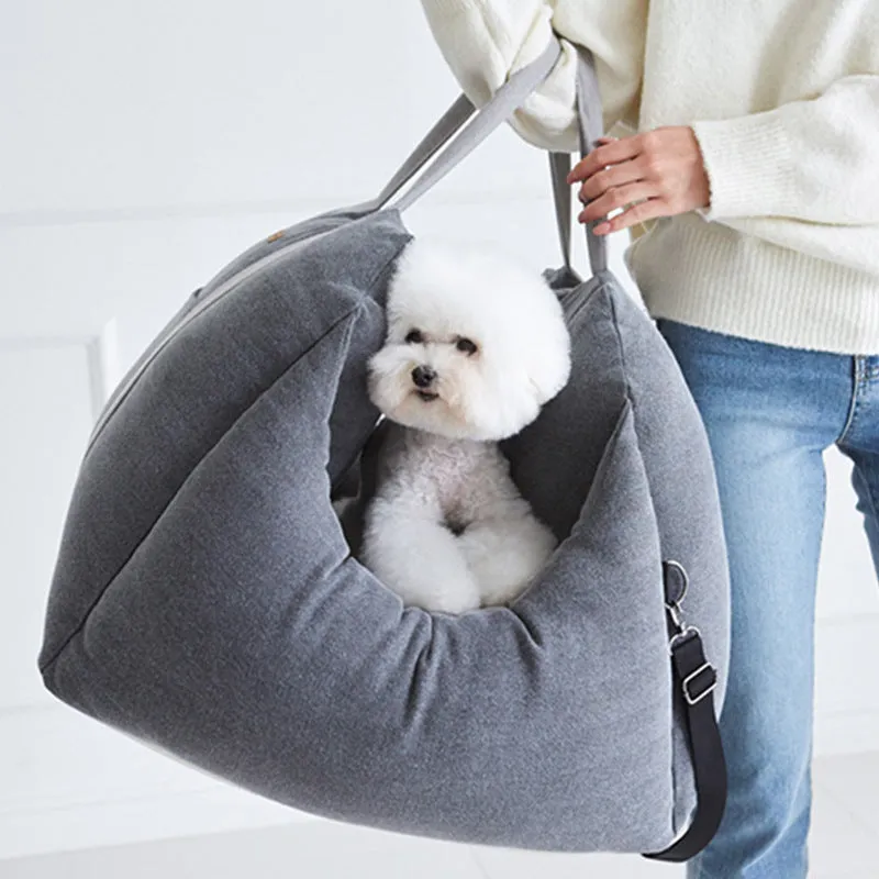 It Pet Travel Chunky Seat Car Pet Carrier Waterproof Basket Portable Hanging Bag Beds & Sofas for Dogs and Bunnies in Color Beige and Light Gray