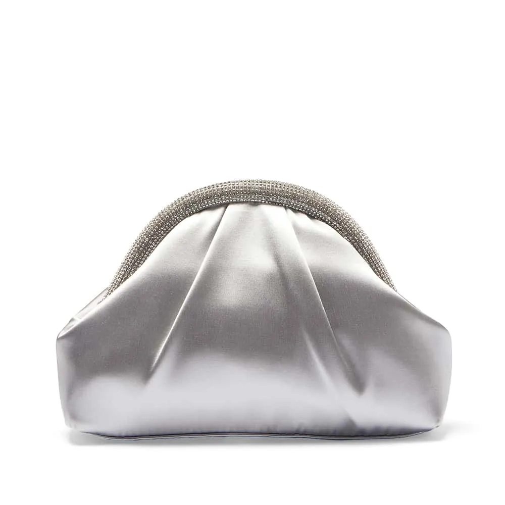 Jane Clutch in Silver Satin