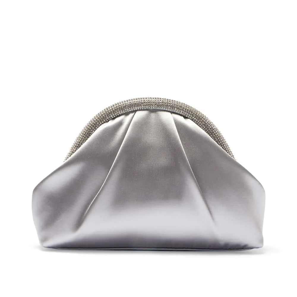 Jane Clutch in Silver Satin