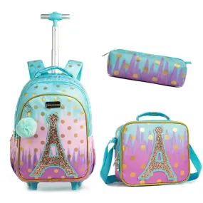 JASMINESTAR - 3 Piece Set Children Trolley School Bag Backpack