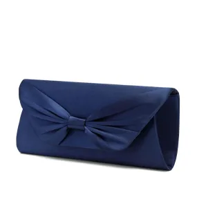 Kennie Rylie Satin Bow Clutch in Navy