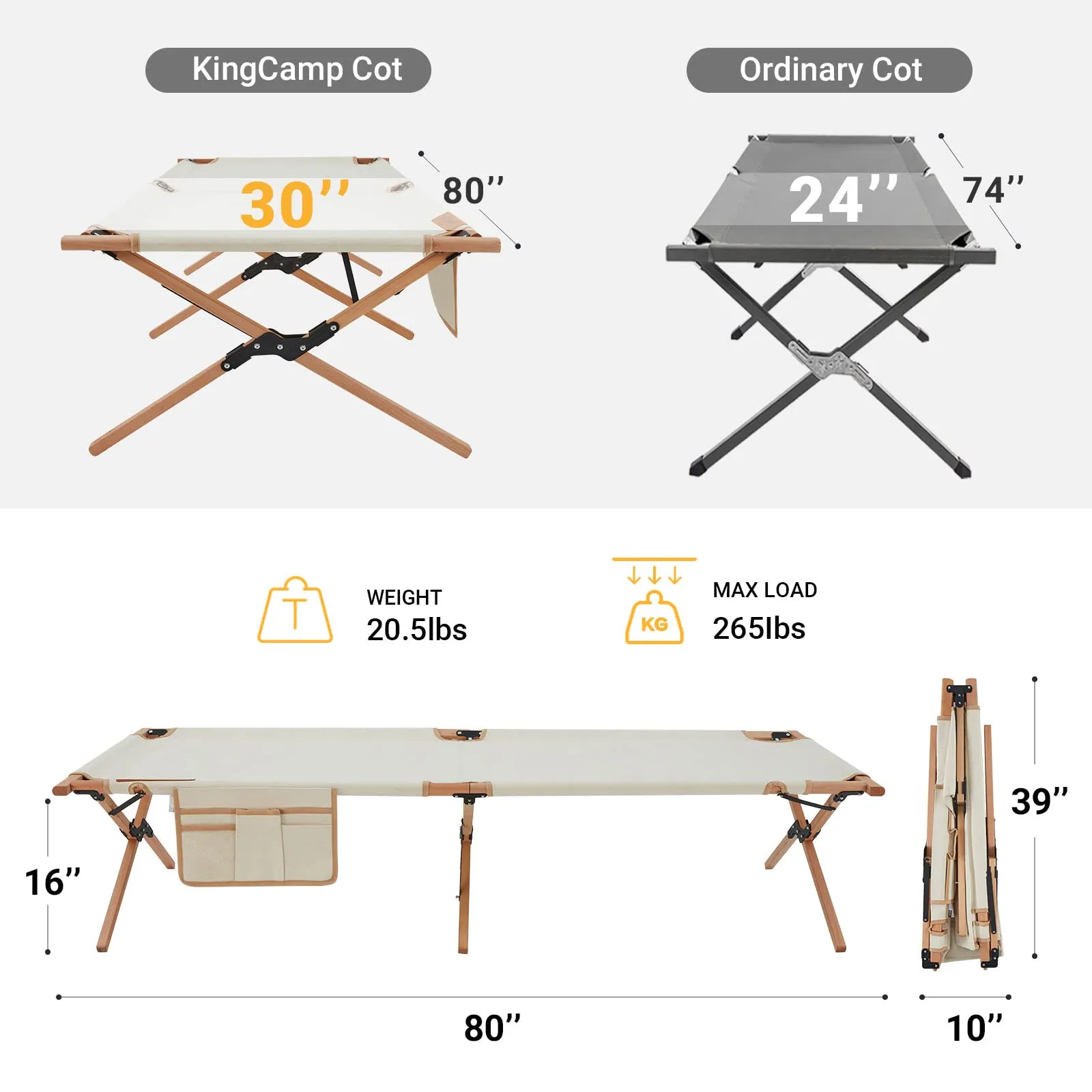 KingCamp Folding Bed Portable Cot