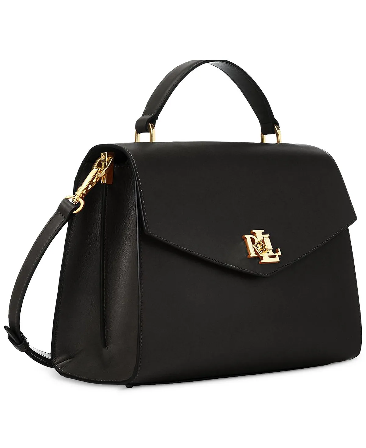 Lauren Ralph Lauren Small Leather Top Handle Satchel Bag, Black