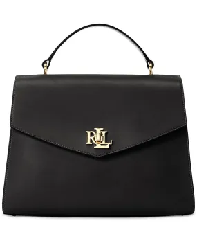 Lauren Ralph Lauren Small Leather Top Handle Satchel Bag, Black