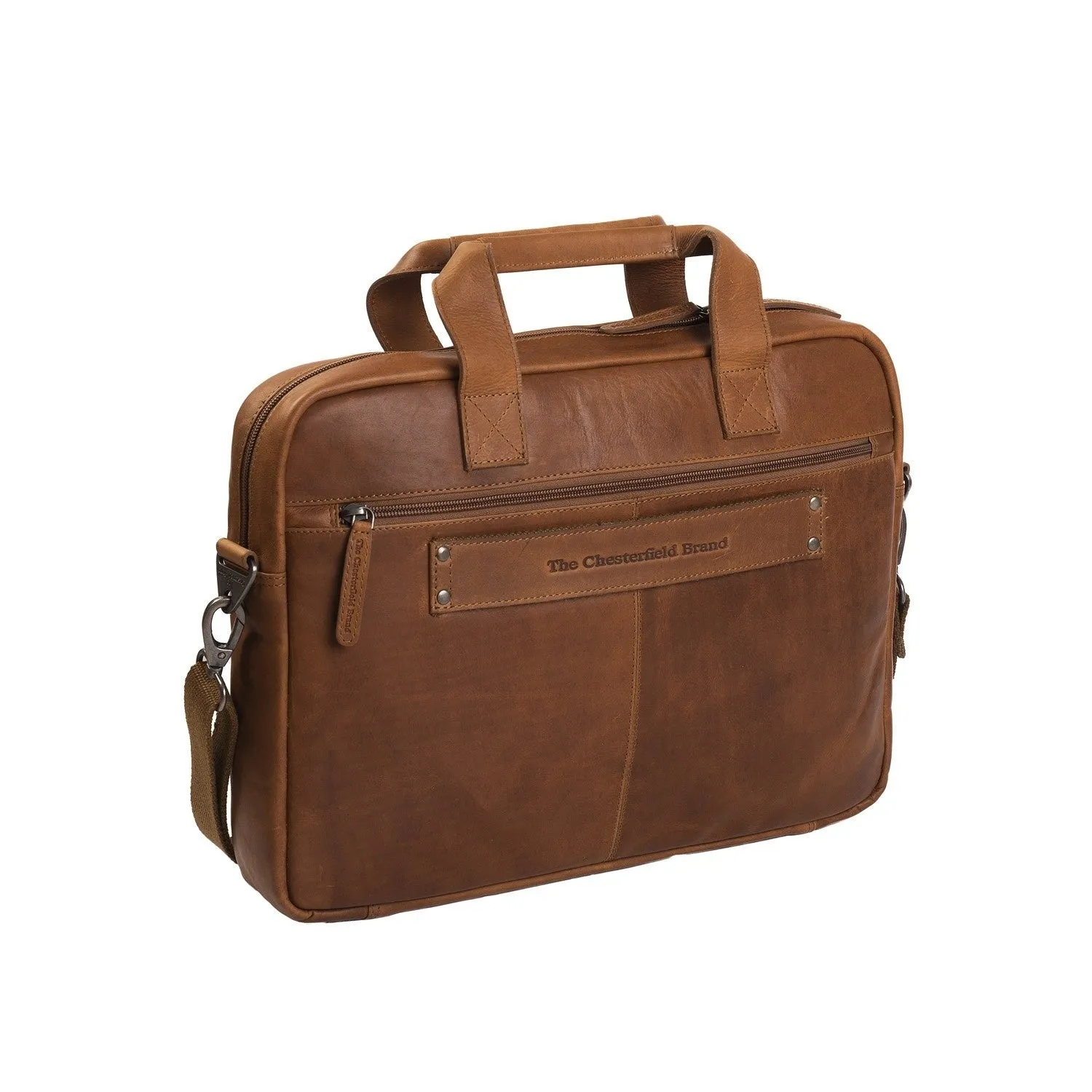 Leather Laptop Bag Cognac Calvi